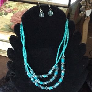 Necklace and pierced earrings